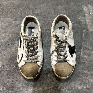 Golden Goose White and Gray Sneakers with Black Star